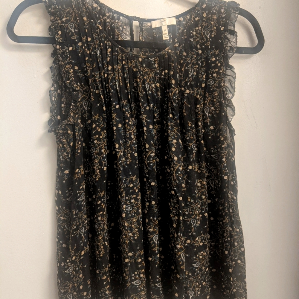 Joie pleated paisley sleeveless blouse